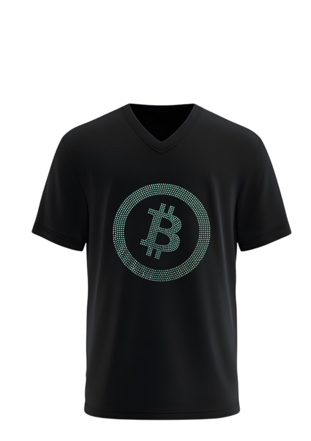 Exclusive Bitcoin T-Shirt V-neck with rhinestones